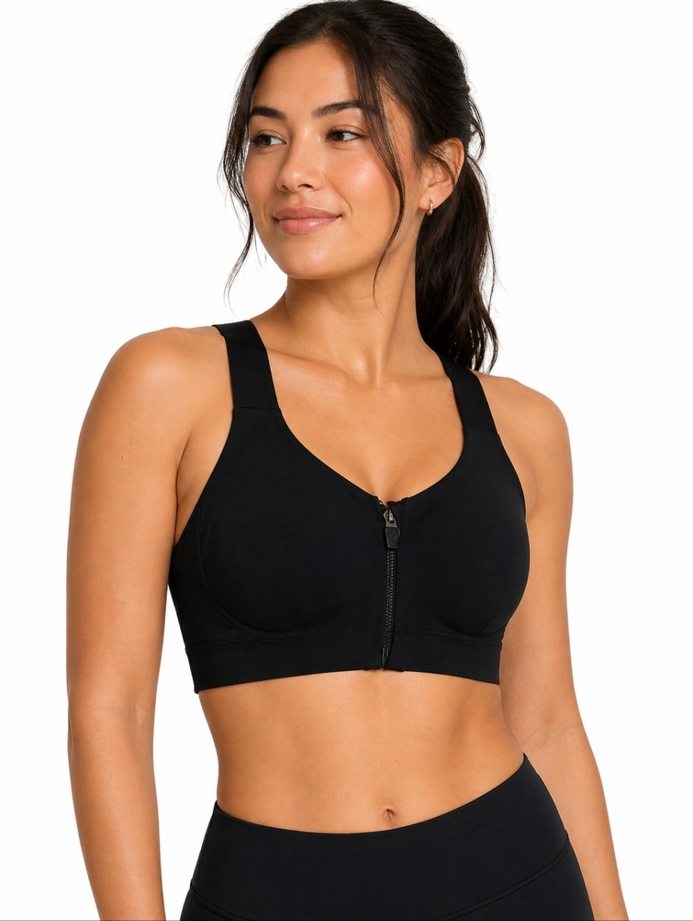 Knix Catalyst Front Zip Sports Bra Black Size 2 Support Wireless Adjustable